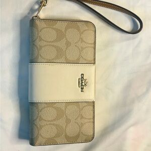 Coach Gold and Beige Wristlet